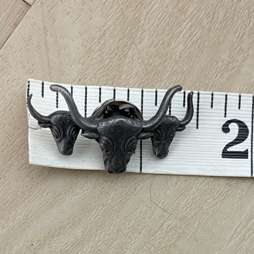 VTG brooch lapel pin hat steer cattle cowboy western country vintage jewelry men - Picture 3 of 6